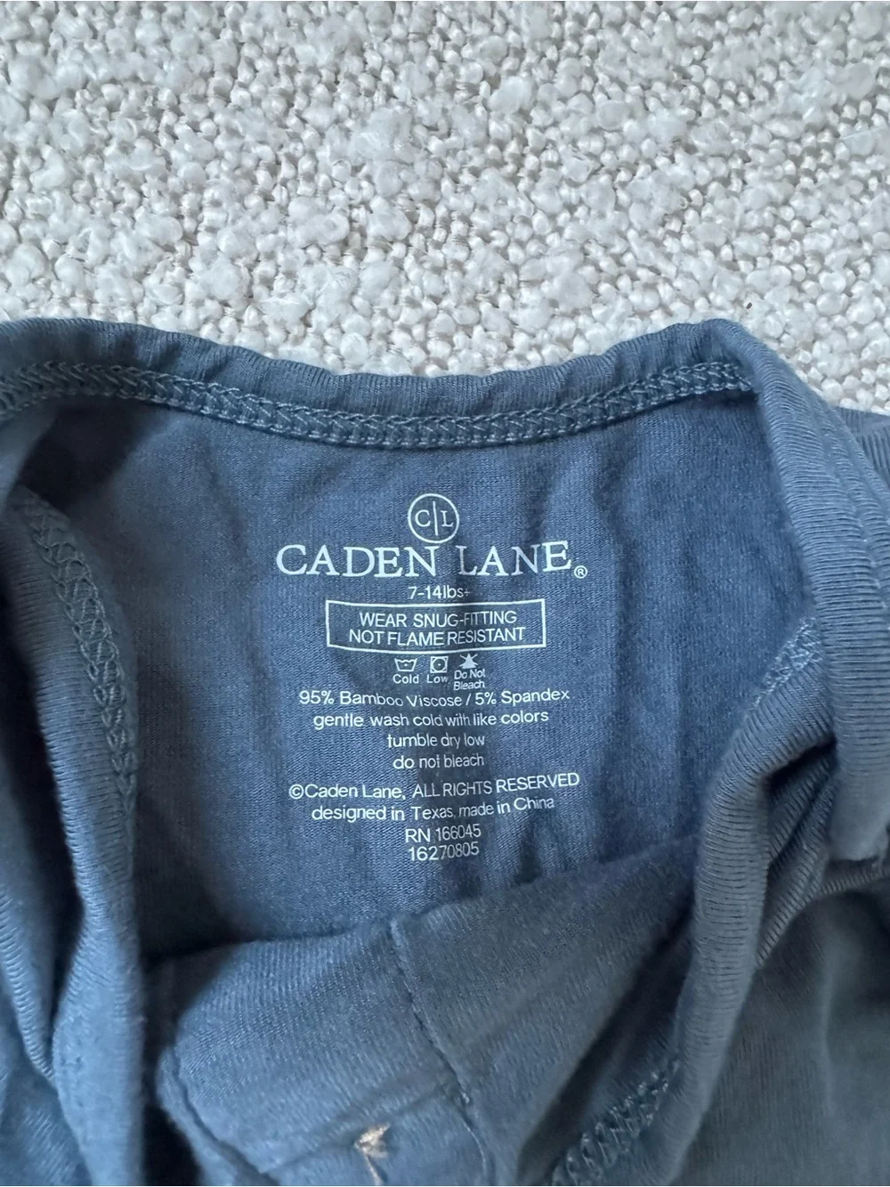 Caden Lane Slate Blue Baby Knot Gown and Hat Set